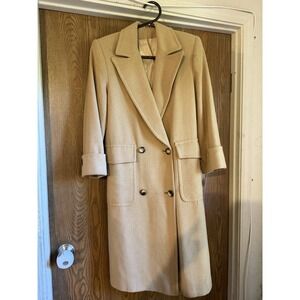 Vintage Fleurette Tan/cream 100% camel hair coat Satin InLay Nordstrom's USAmade
